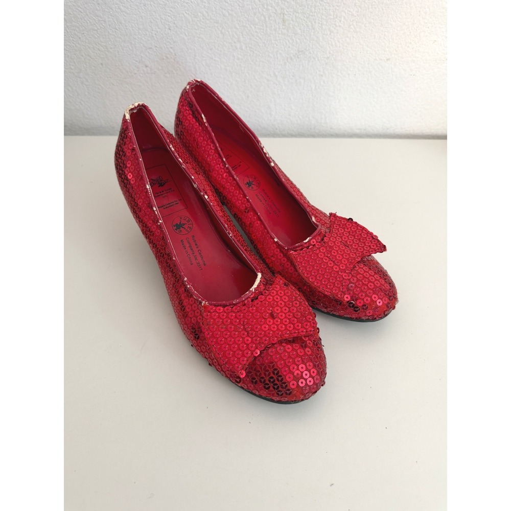 Rubies Wizard of Oz Dorothy Ruby Slippers Red‎ Sequin Costume Heels Size 10